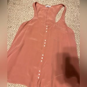 Button up salmon silk tank top